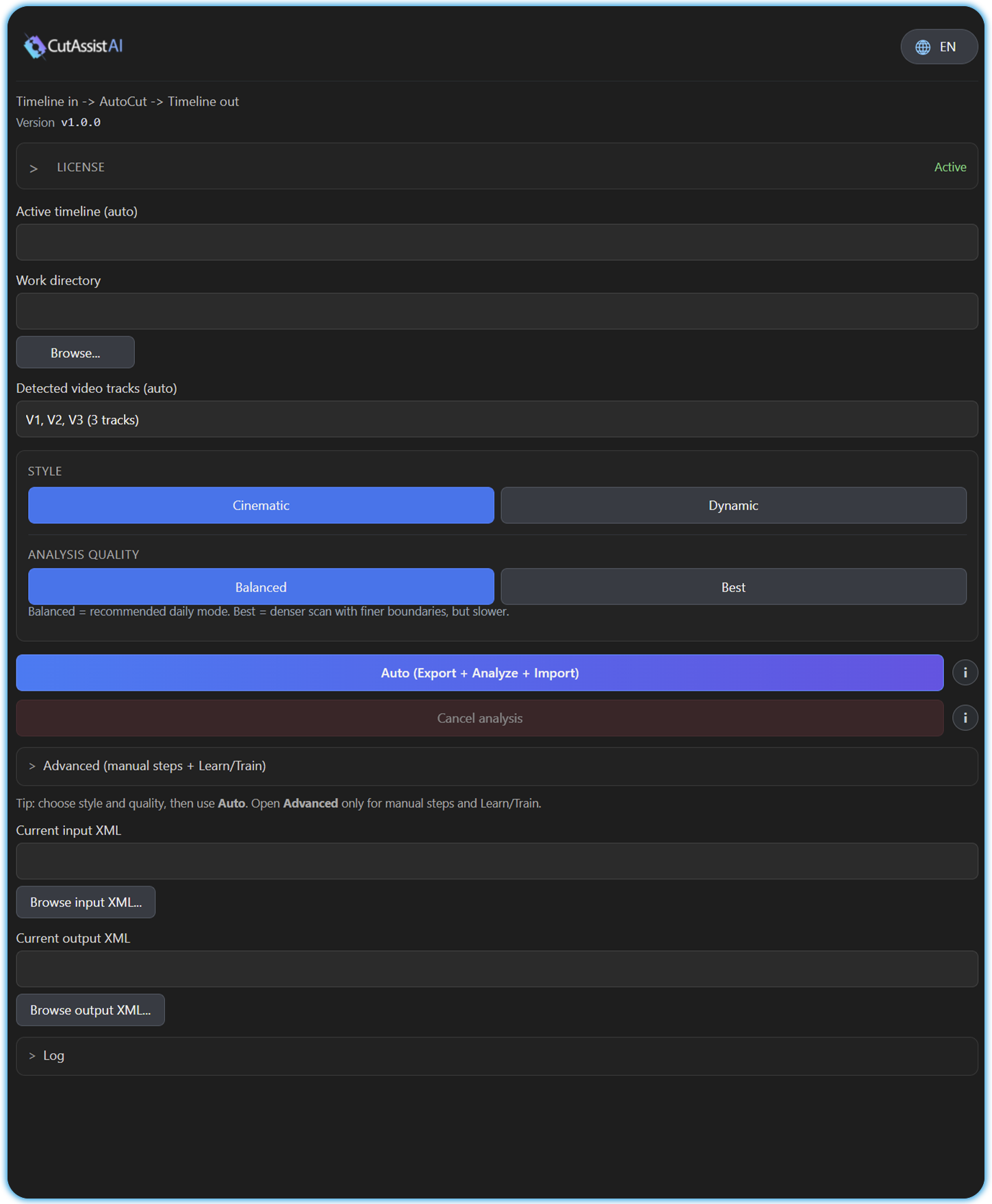 CutAssistAI integrated panel in Adobe Premiere