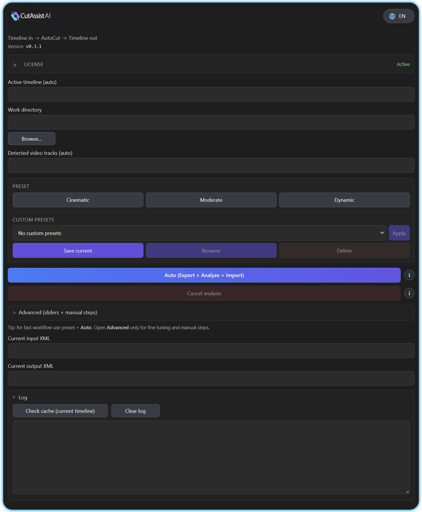 CutAssistAI integrated panel in Adobe Premiere